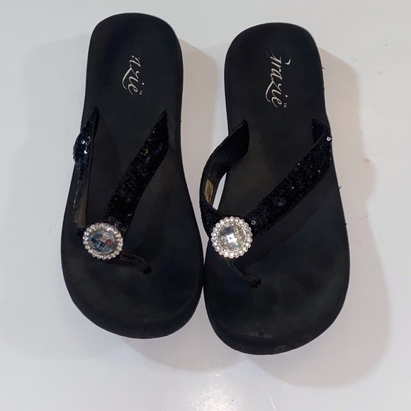 Grazie Black Sequin Embellished Sandals Women’s Size 8US - Picture 1 of 7
